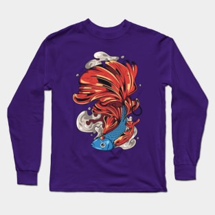 Blue and orange fish Long Sleeve T-Shirt